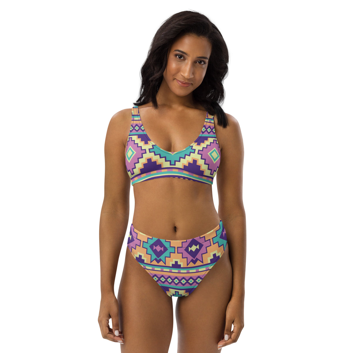 Mixed Print Recycled High Waisted Bikini – Jacqueline City Apparel