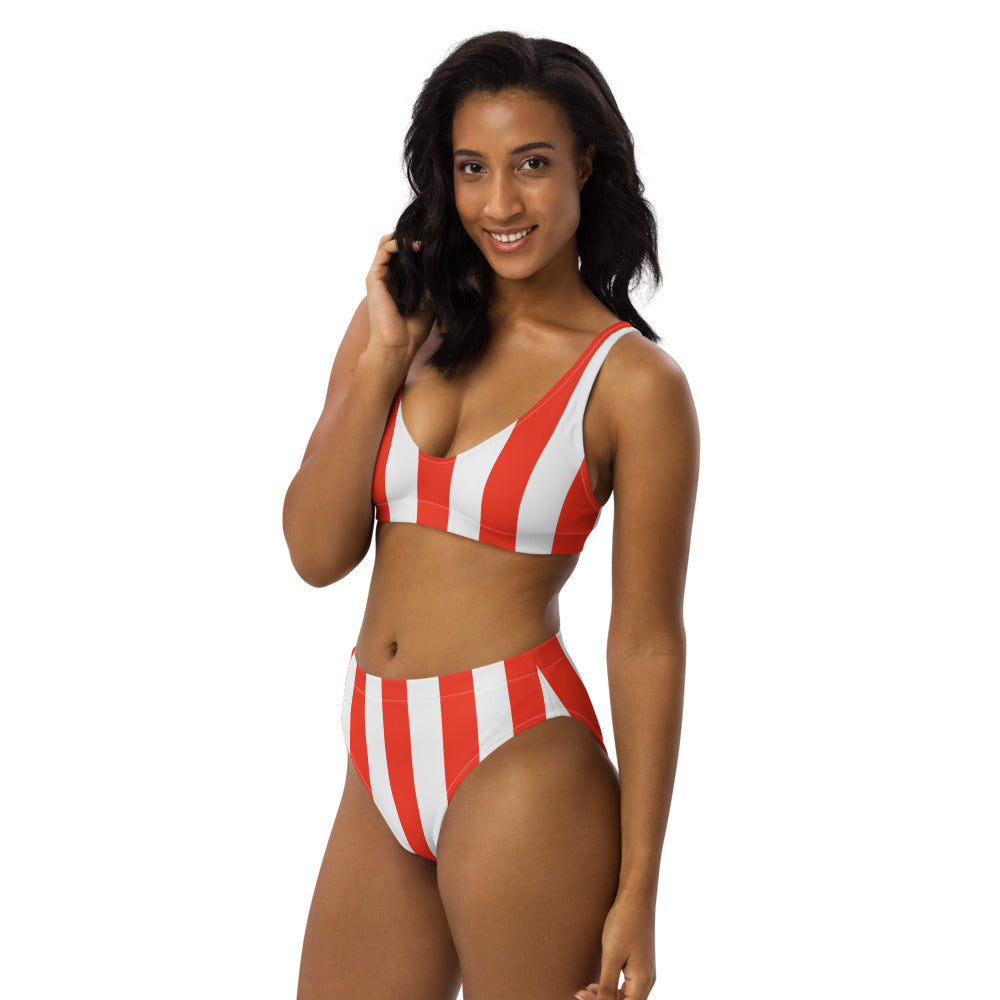 Red striped swimsuit online