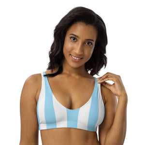 Women's Aqua Striped Bikini Top