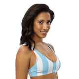 Women's Aqua Striped Bikini Top