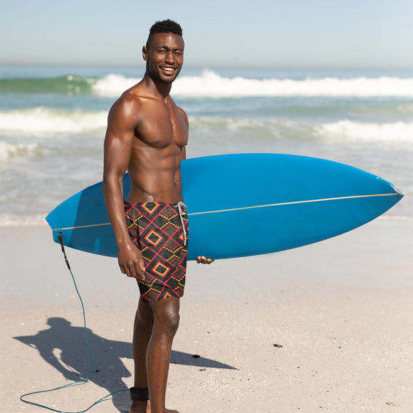 Men's African Wax Print Swim Trunks